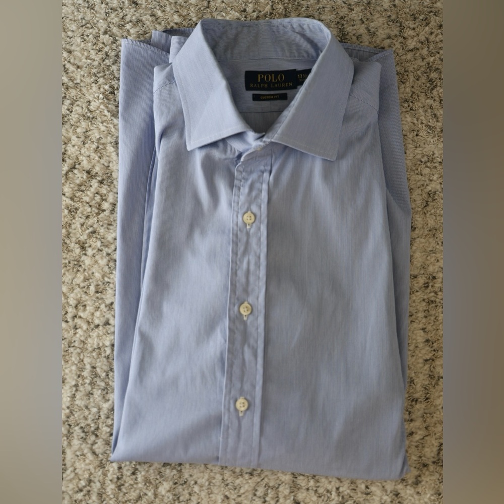 Polo Ralph Lauren Custom Fit Light Blue Button Down Shirt 17.5